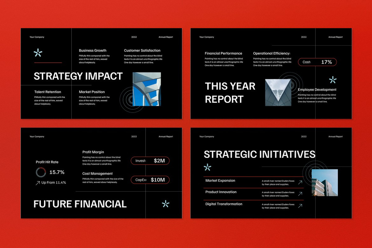 Black Red Annual Report PPT, a Presentation Template by graphicook (Photo 4 of 5)