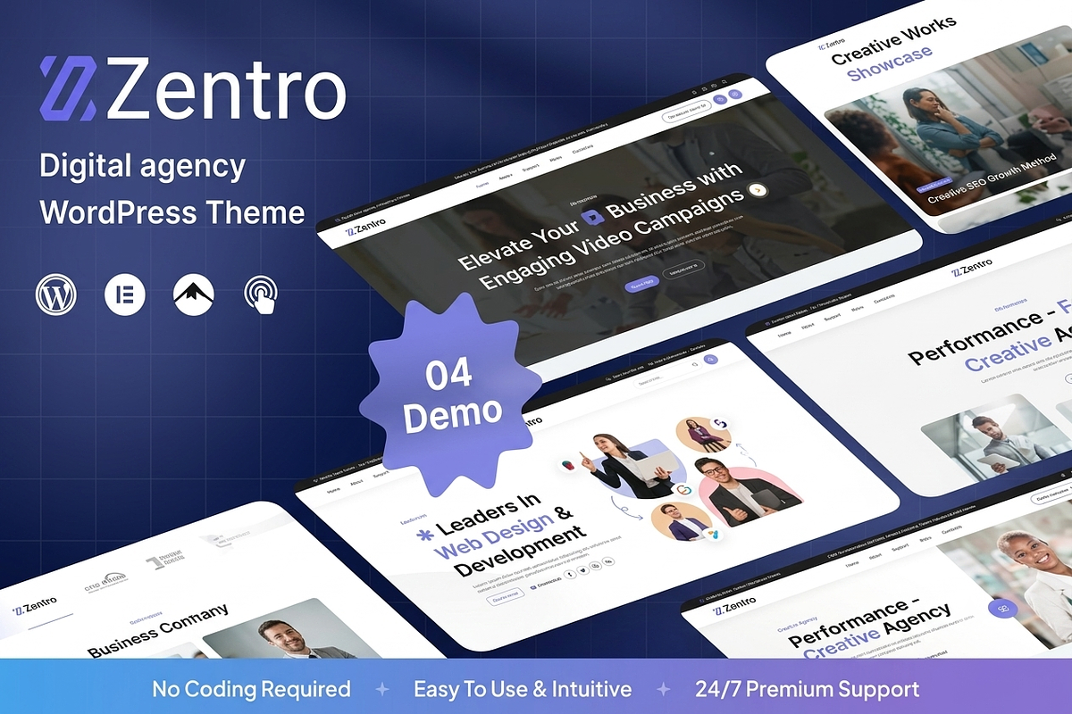 Zentro - Digital Agency WP Theme, a WordPress Template by ThemesRain (Photo 1 of 3)