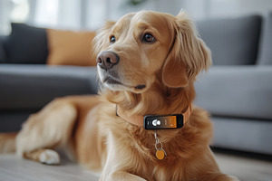 Golden retriever wearing a smart col, an Animal Photo by Pixeness Studio