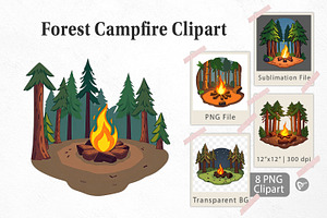 Forest Campfire Clipart, a Graphic by Artnoy