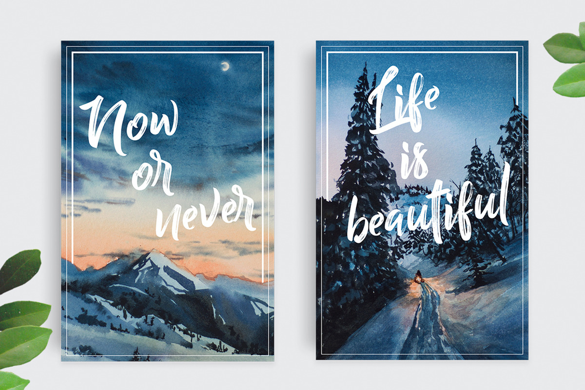 Watercolor postcards, a Poster Template by Pamyatka Shop (Photo 3 of 5)