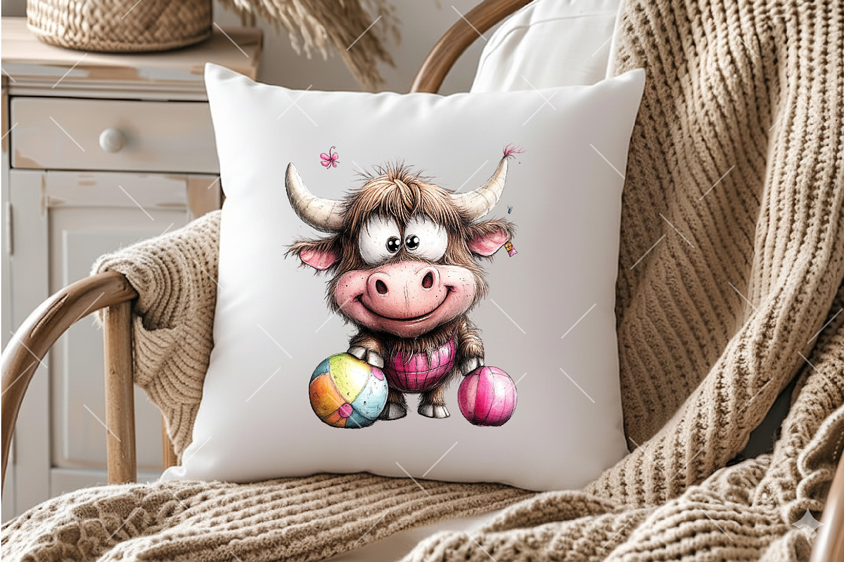 Whimsical Pool Day Highland Cow Clip, an Illustration by OK Design (Photo 6 of 6)
