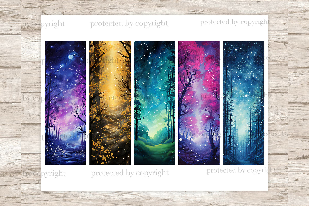 Night Forest Bookmarks, a Seasonal Illustration by GlamArtZhanna (Photo 3 of 3)