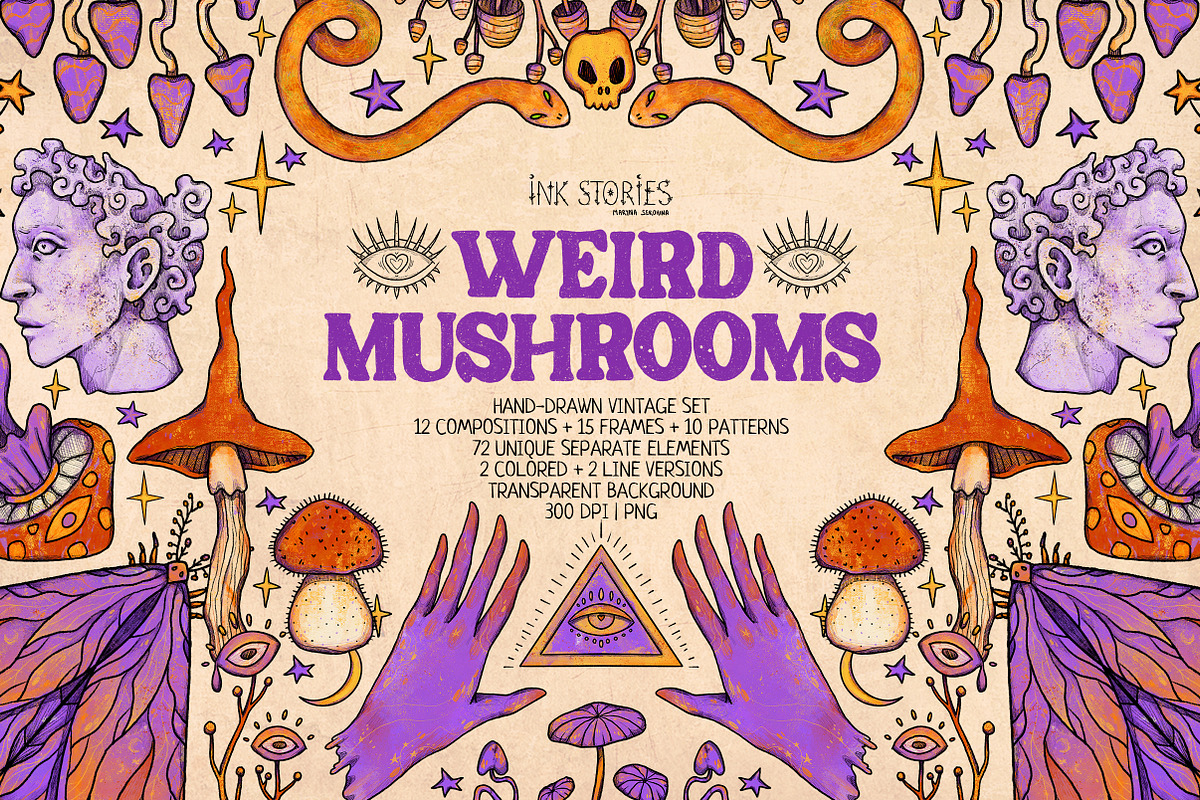 Weird Mushrooms, an Object Illustration by Ink Stories (Photo 1 of 23)