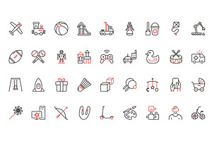 Toys kids icons, an Object Illustration by Lemberg Vector