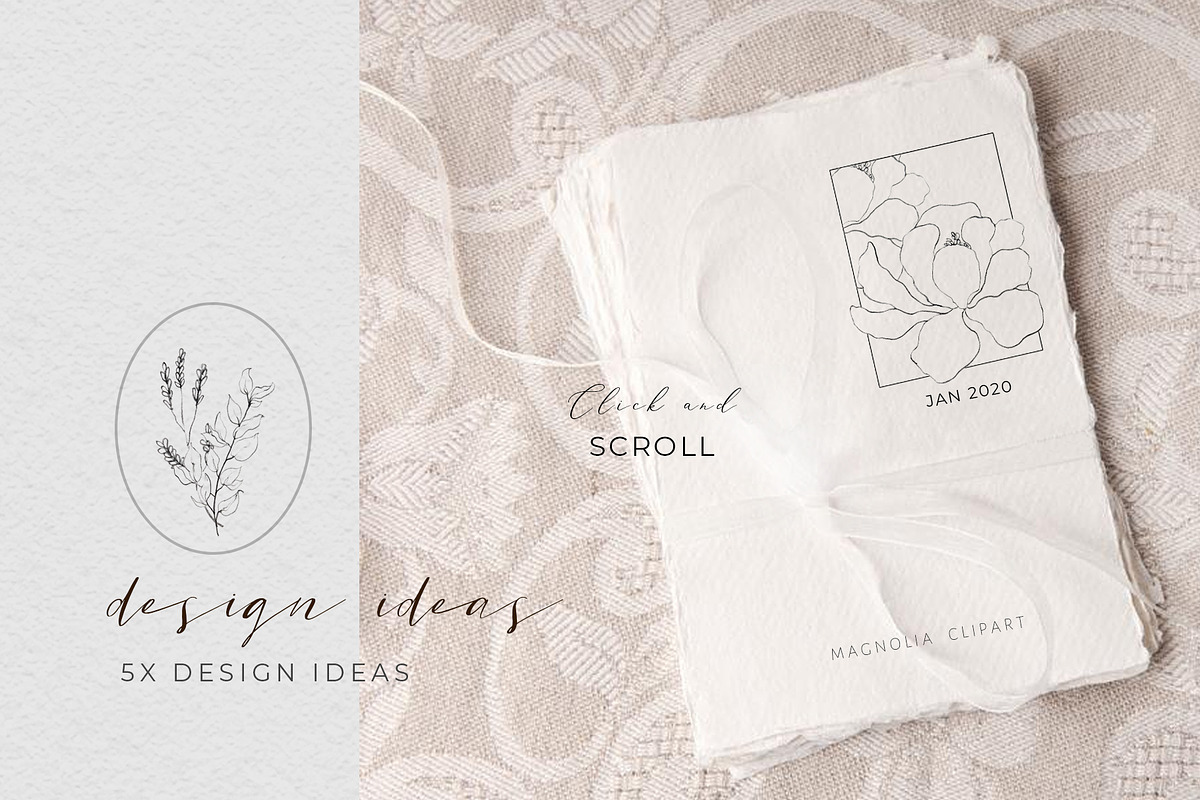 Magnolia Flower Clipart Fine art, a Decorative Illustration by WalaPalette (Photo 4 of 6)