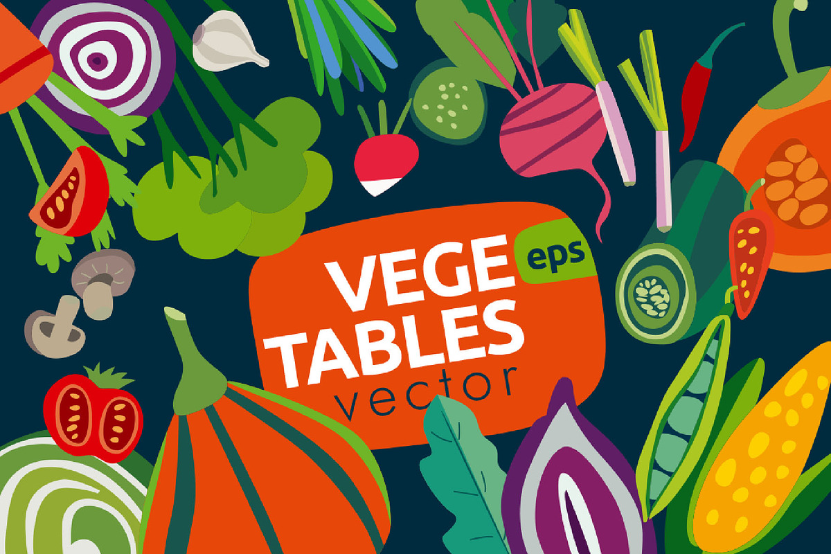 Vegetables, vector, a Food Illustration by Olha Kalyta (Photo 1 of 10)