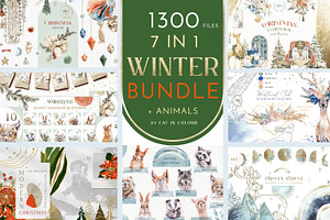 Winter Christmas Watercolor Bundle