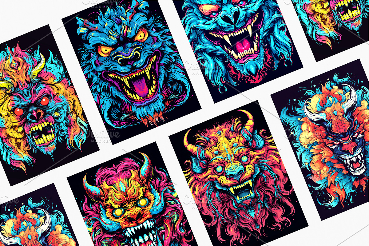Psychedelic Grin Monster. 16 Posters, a Decorative Illustration by KENO Mascots (Photo 7 of 9)