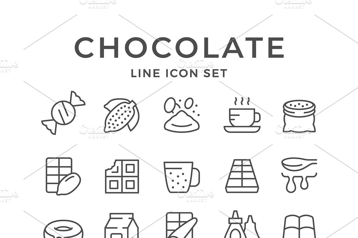 Set line icons of chocolate, an Outline Icon by motorama (Photo 1 of 2)
