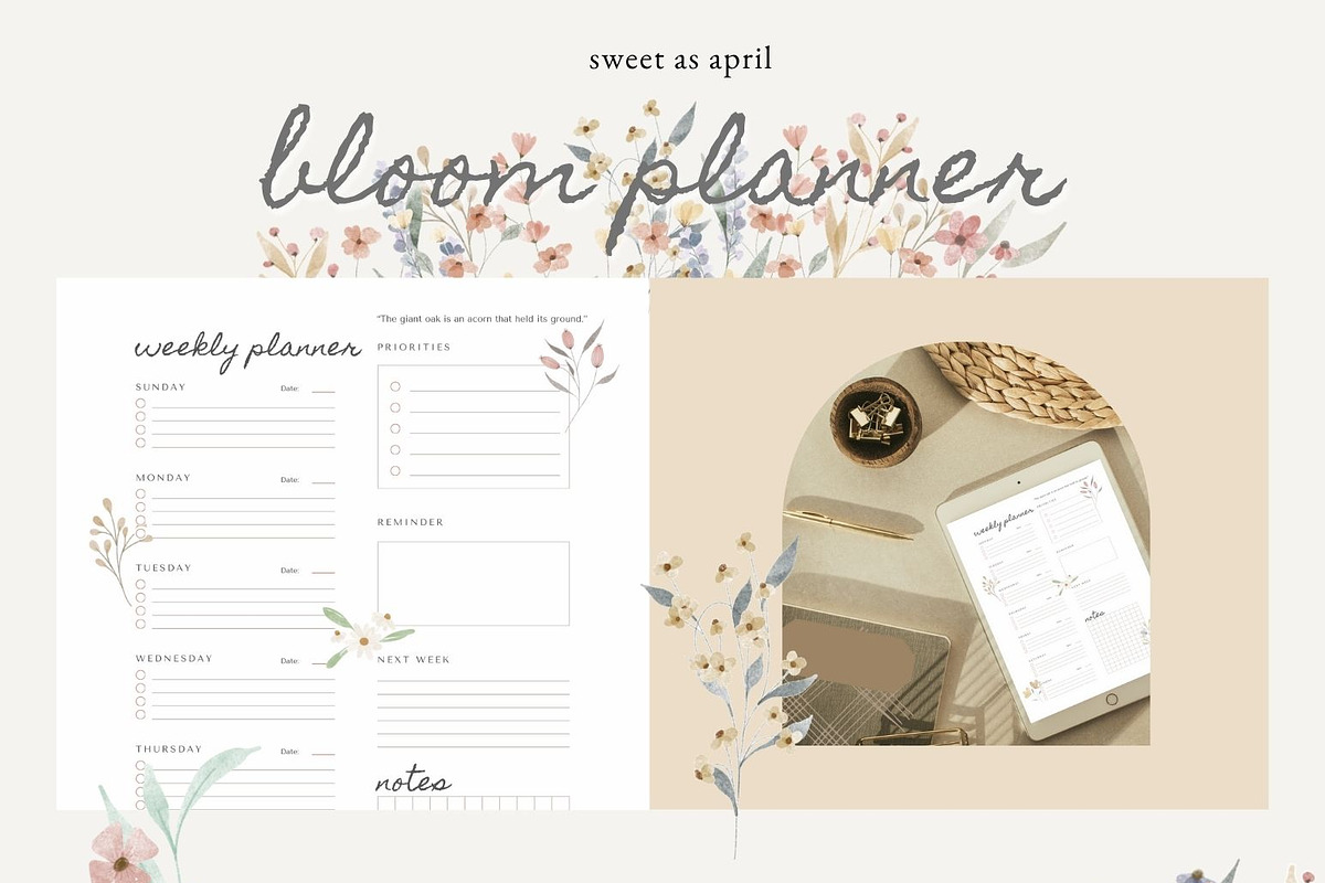 Digital Planner - Undated Planner, an Illustration by Sweet As April (Photo 10 of 10)