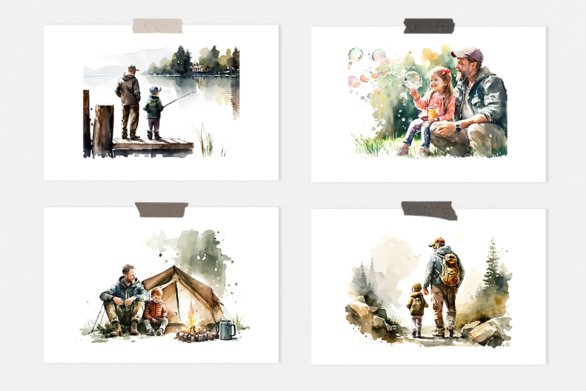 Fathers Day Watercolor Collection, a Person Illustration by artsy-fartsy (Photo 6 of 6)