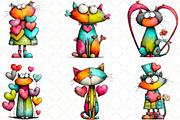 Quirky Valentine Cats Clipart, an Animal Illustration by Black Bird Studio (Thumbnail 6 of 6)