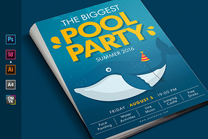 Summer Pool Water Party Flyer Poster