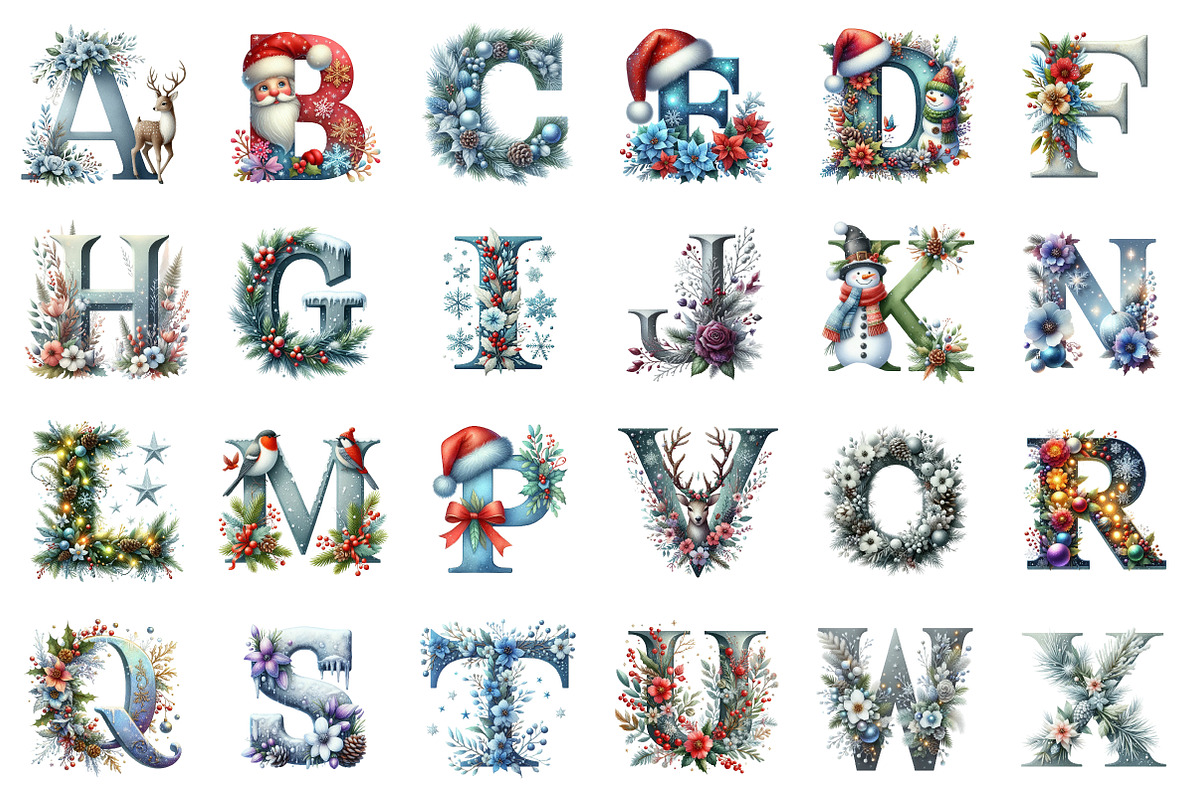 Christmas Alphabet Png Bundle, an Illustration by SinaCreation (Photo 2 of 7)