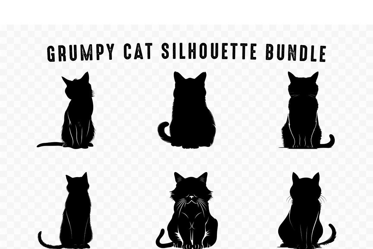 Grumpy Cat Silhouette SVG Set, an Animal Illustration by Gfx Expert Team (Photo 2 of 3)