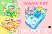 Procreate Kawaii Art Floral Brushes, a Brush Add-On by Artbykimmyw (Thumbnail 1 of 11)