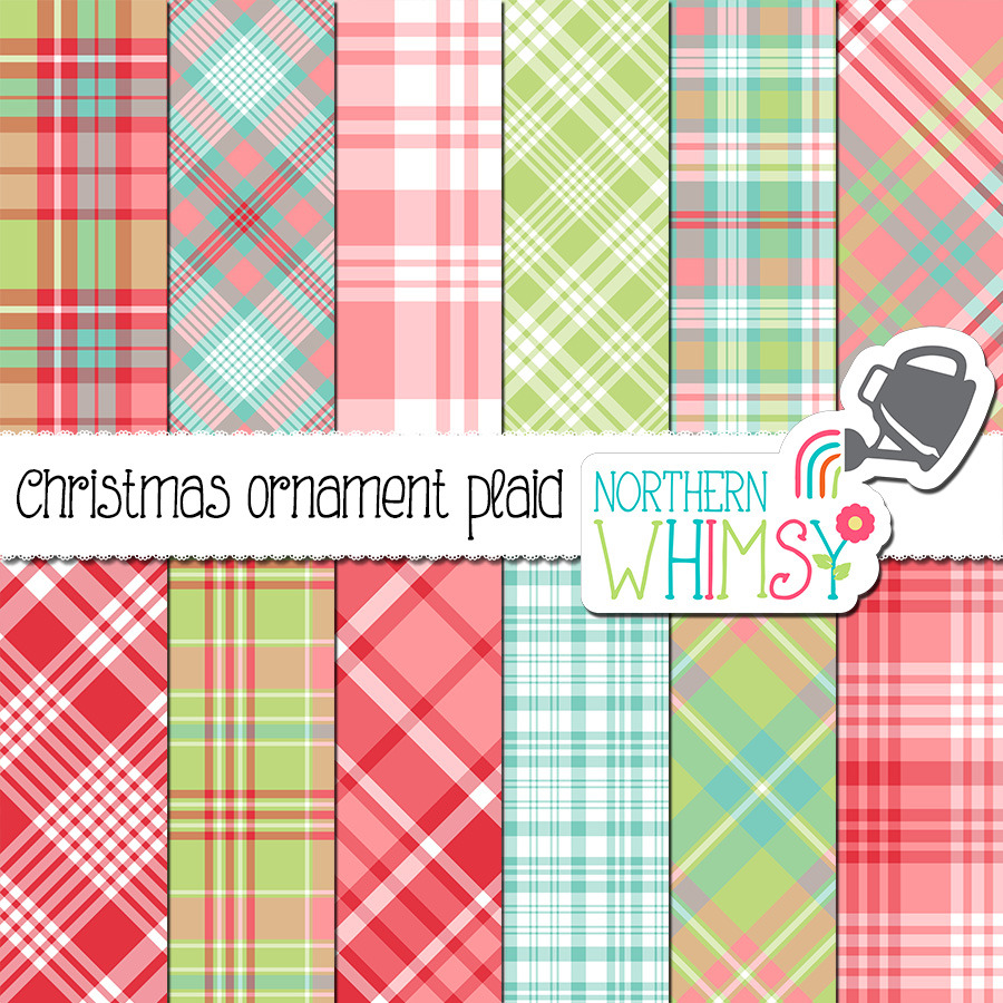 Pink, Red, Aqua & Mint Plaid, a Pattern Graphic by Northern Whimsy Design