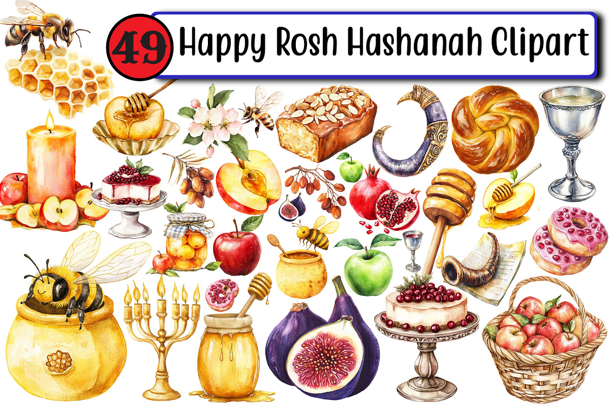Happy Rosh Hashanah Clipart, an Illustration by Design Market (Photo 1 of 3)