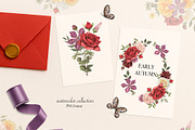 Watercolor Autumn Garden Flowers, an Object Illustration by DiashaArt (Thumbnail 2 of 12)
