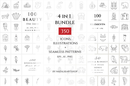 Icons & Illustrations Bundle, an Outline Icon by NatalieArtShop