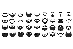 Beards And Mustaches Vector Set