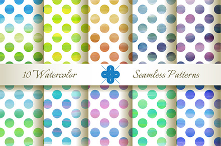 Seamless Watercolor Dotted Patterns