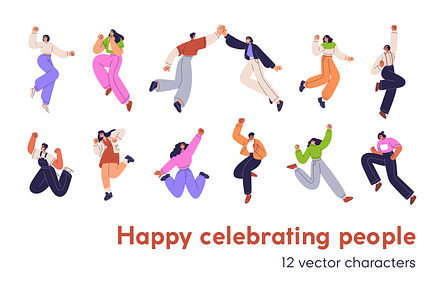 People jumping, celebrating success, a Person Illustration by Good Studio