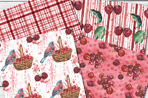 Watercolor Cherry Patterns