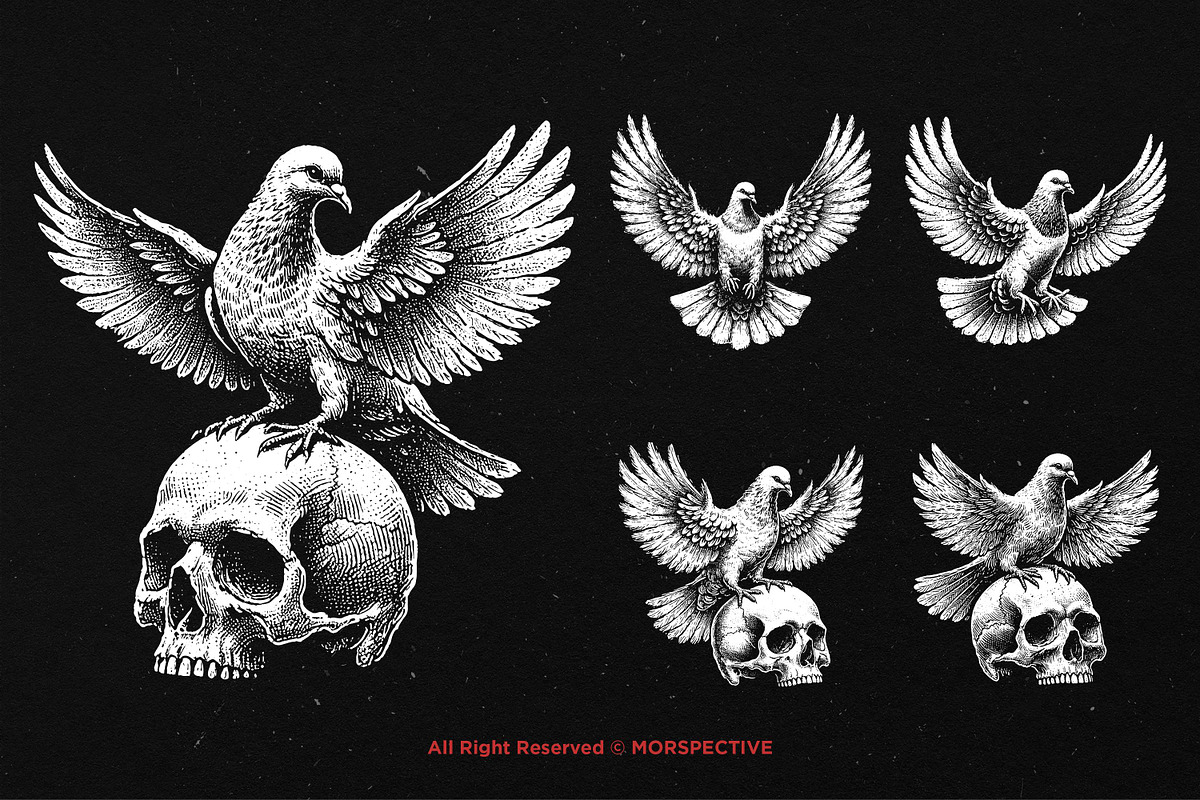10 Bundle Dark Art Dove Standing, an Illustration by Morspective (Photo 3 of 7)