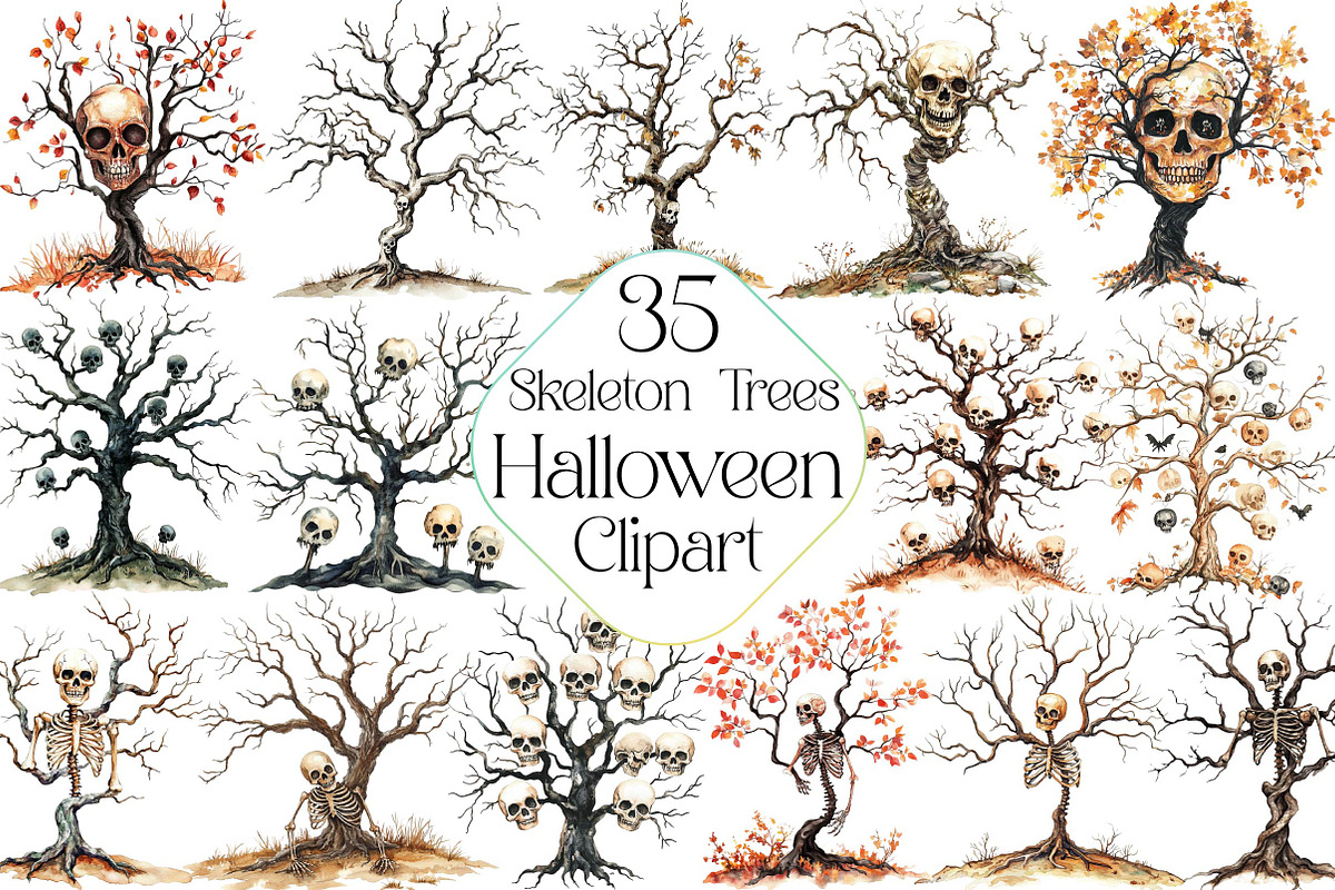 Collage Skeleton Trees Halloween Cli, an Illustration by DreamPrint404 (Photo 1 of 5)