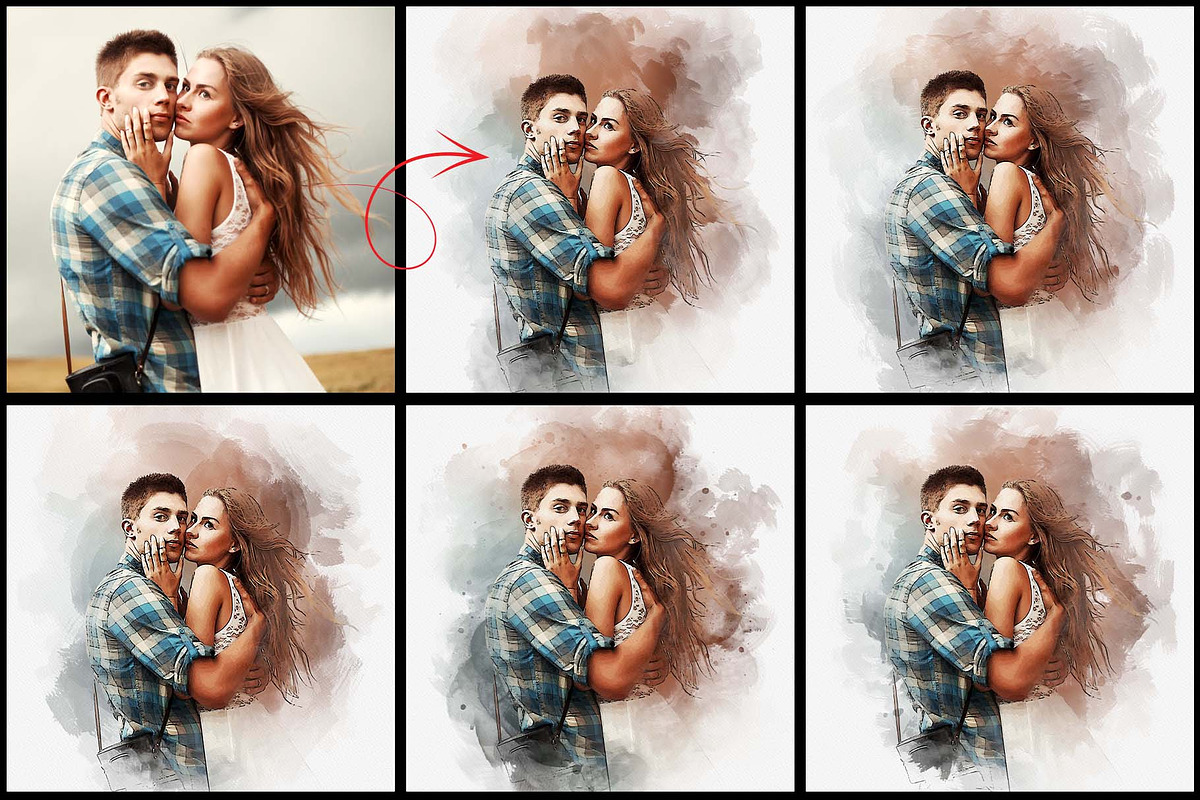 Watercolor Portrait Art Template, an Action Add-On by MRI STUDIO (Photo 5 of 9)