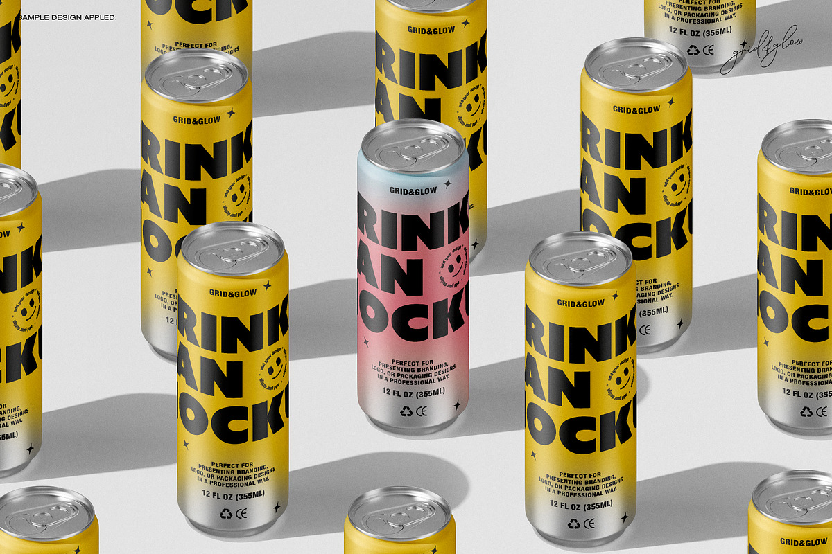 Drink Sleek Can - 12oz / 355ml, a Packaging Mockup by Grid&Glow (Photo 4 of 7)