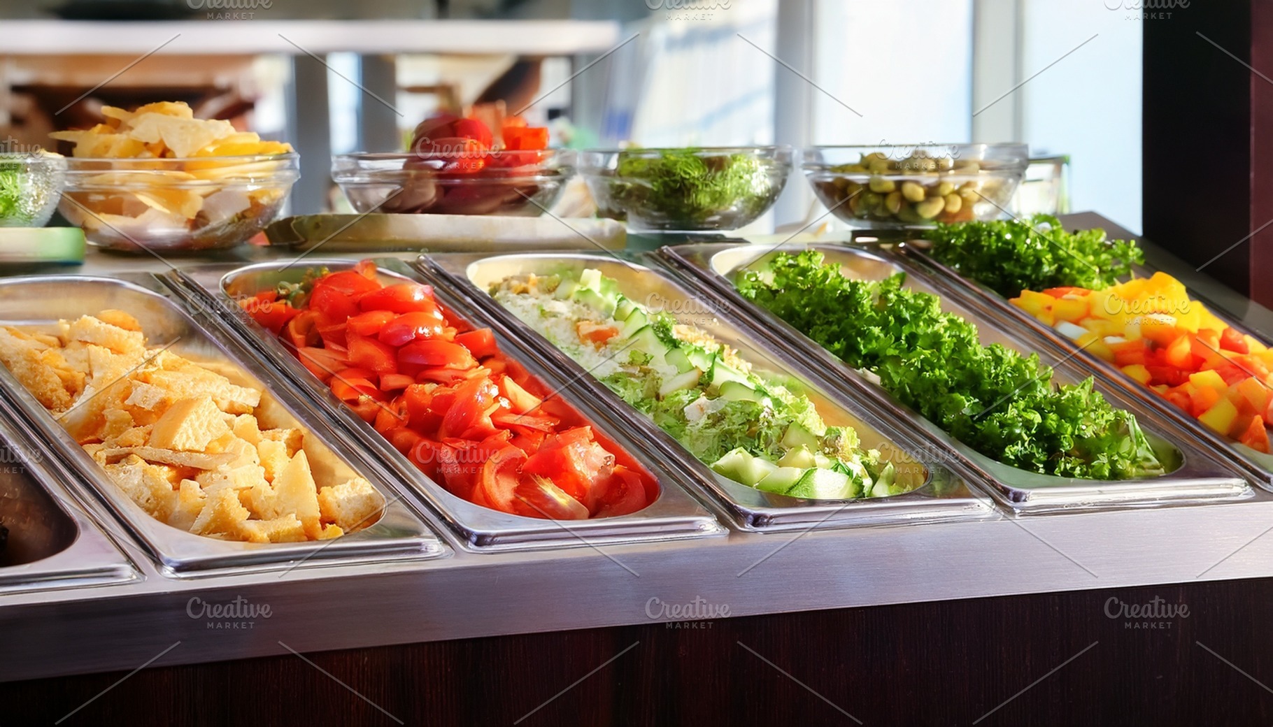 self service salad AI generated, a Photo by WorldOfPhotos