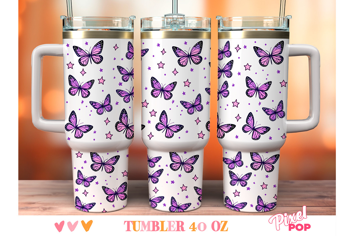 Butterflies 40 oz Quencher Tumbler, a Graphic by TumblerArtDS (Photo 3 of 4)