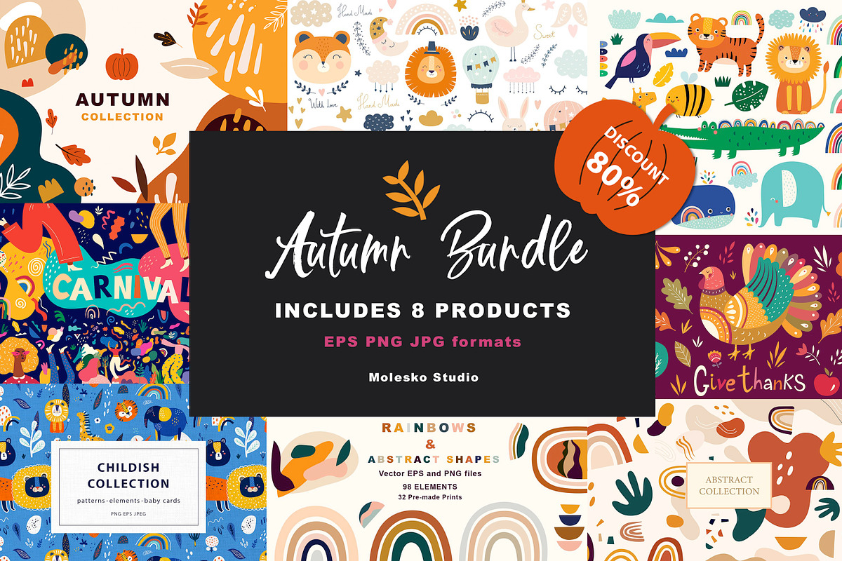 AUTUMN ABSTRACT BUNDLE, an Animal Illustration by MoleskoStudio (Photo 1 of 9)