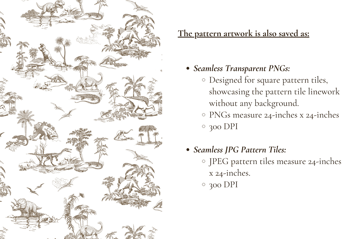 Dinosaur Toile de Jouy Pattern Set, a Background Graphic by Hughes Studio (Photo 5 of 6)