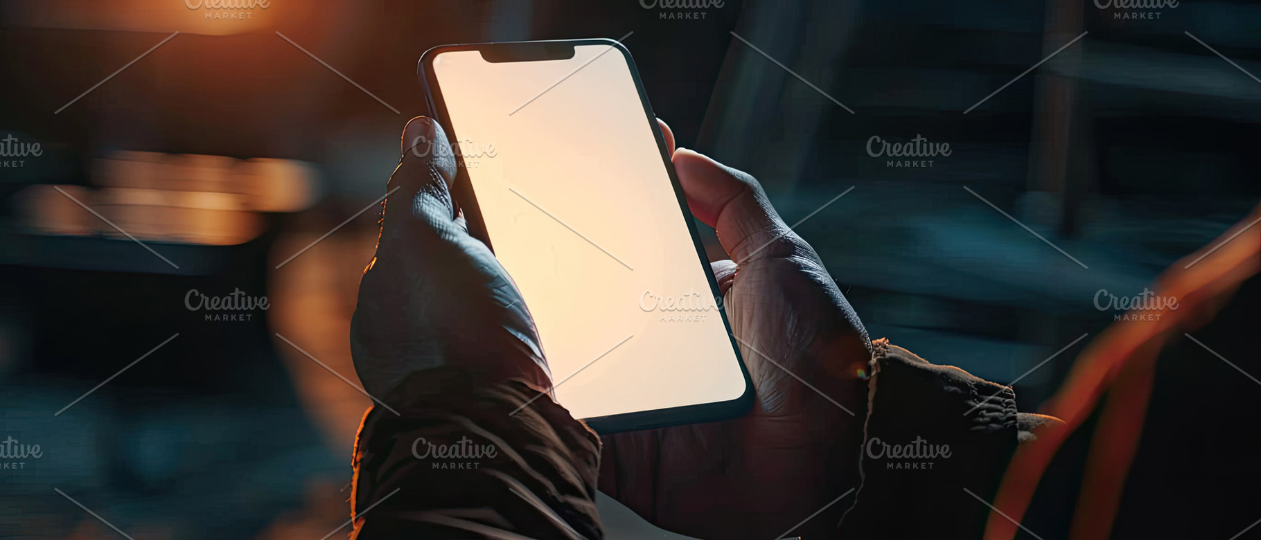 Hand holding smart phone mockup whit, a Photo by LOGOCREATIVE