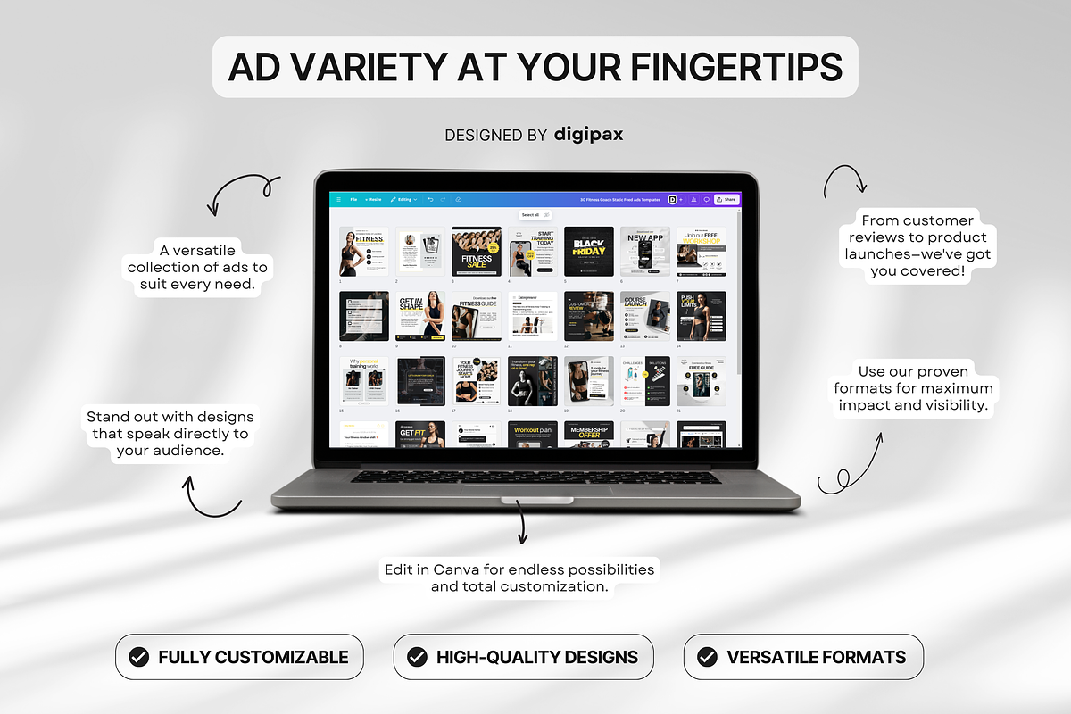 Fitness Static Ad Templates Canva, a Social Media Template by DigiPax (Photo 9 of 11)