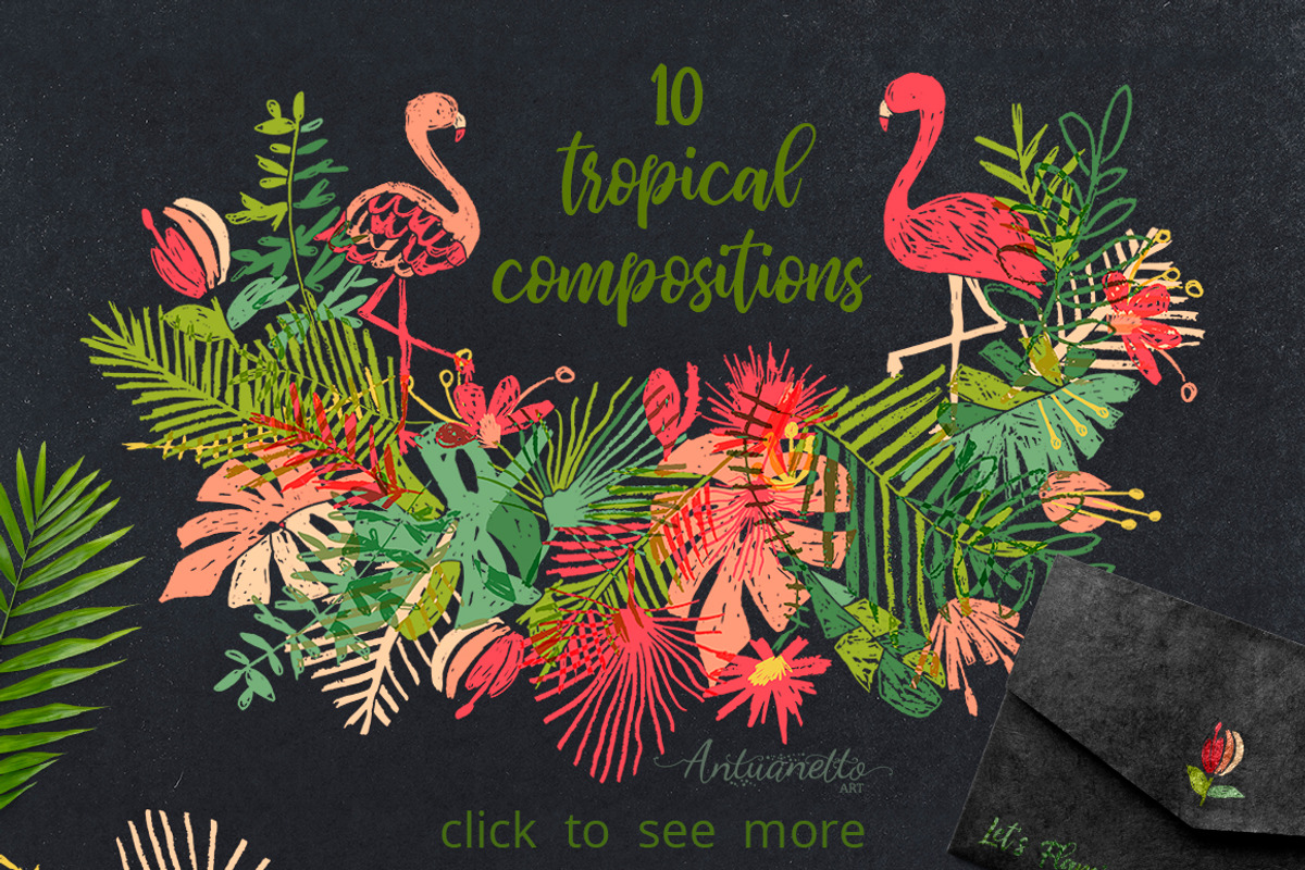 Let's Flamingle tropical collection, a Decorative Illustration by antuanetto (Photo 6 of 16)