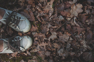 Autumn leaves stock photo containing autumn leaves and casual shoes