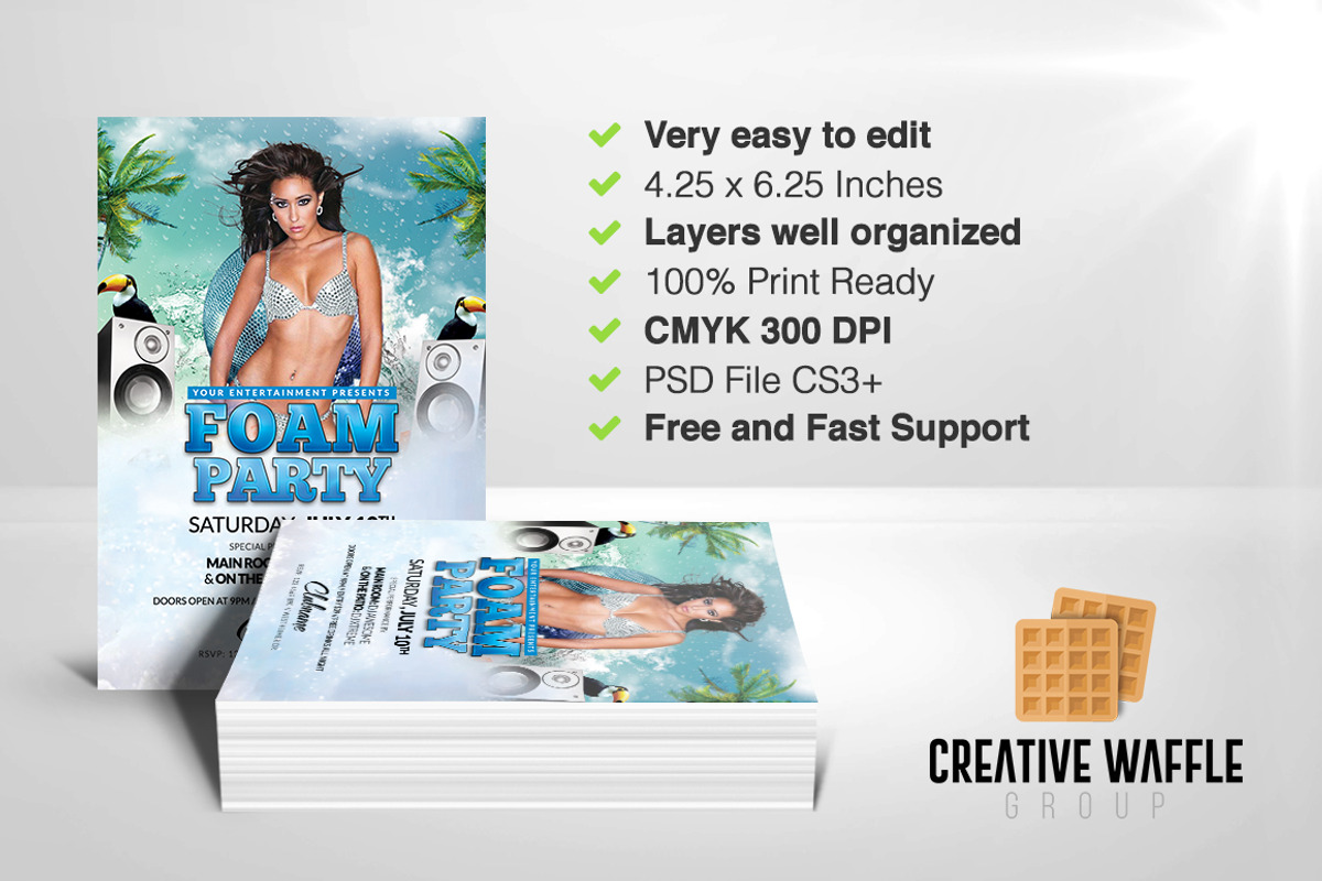 Foam Party Flyer Template, a Flyer Template by Creative Waffle (Photo 4 of 5)