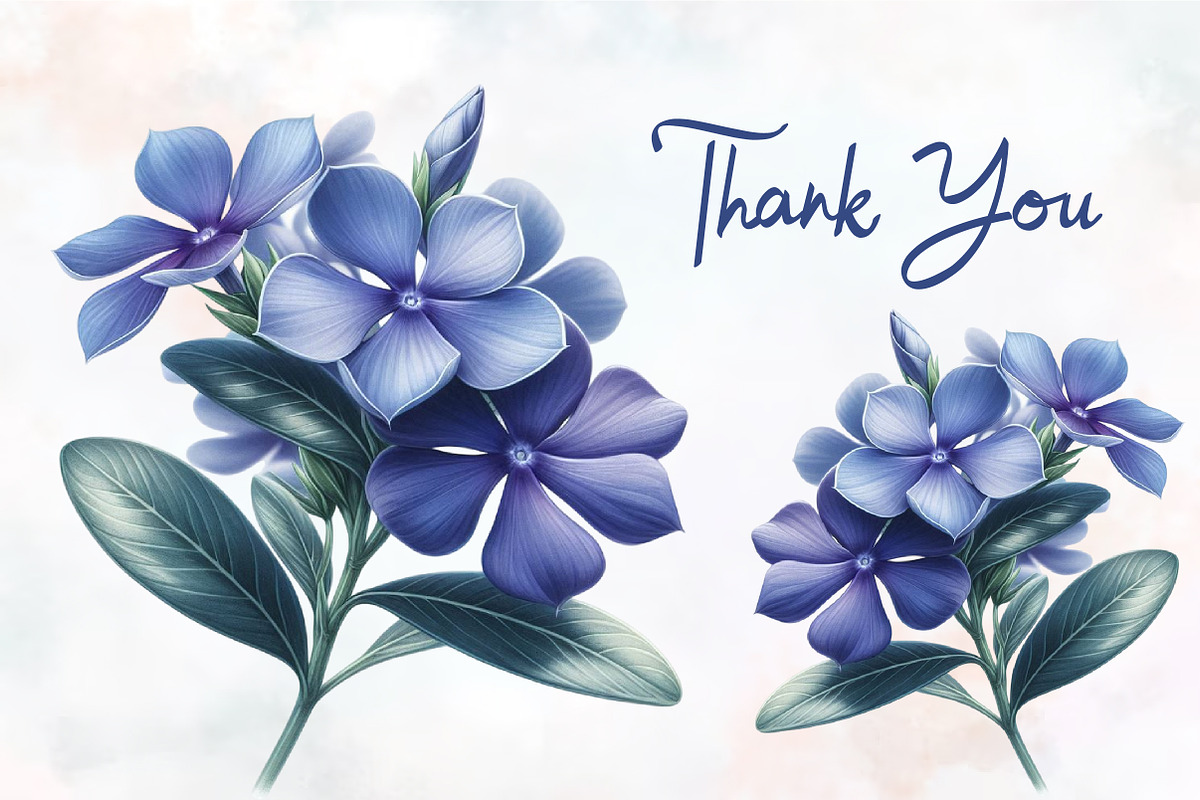 Periwinkle Flower Watercolor Clipart, an Illustration by RobertsArt (Photo 7 of 7)