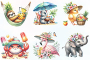 Cute Summer Animals Clipart, an Illustration by CraftArtStudio (Thumbnail 2 of 6)
