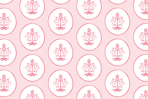 Pink Block Floral and Dot Pattern