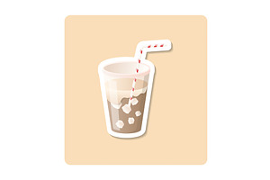 Iced Coffee Sticker Illustration