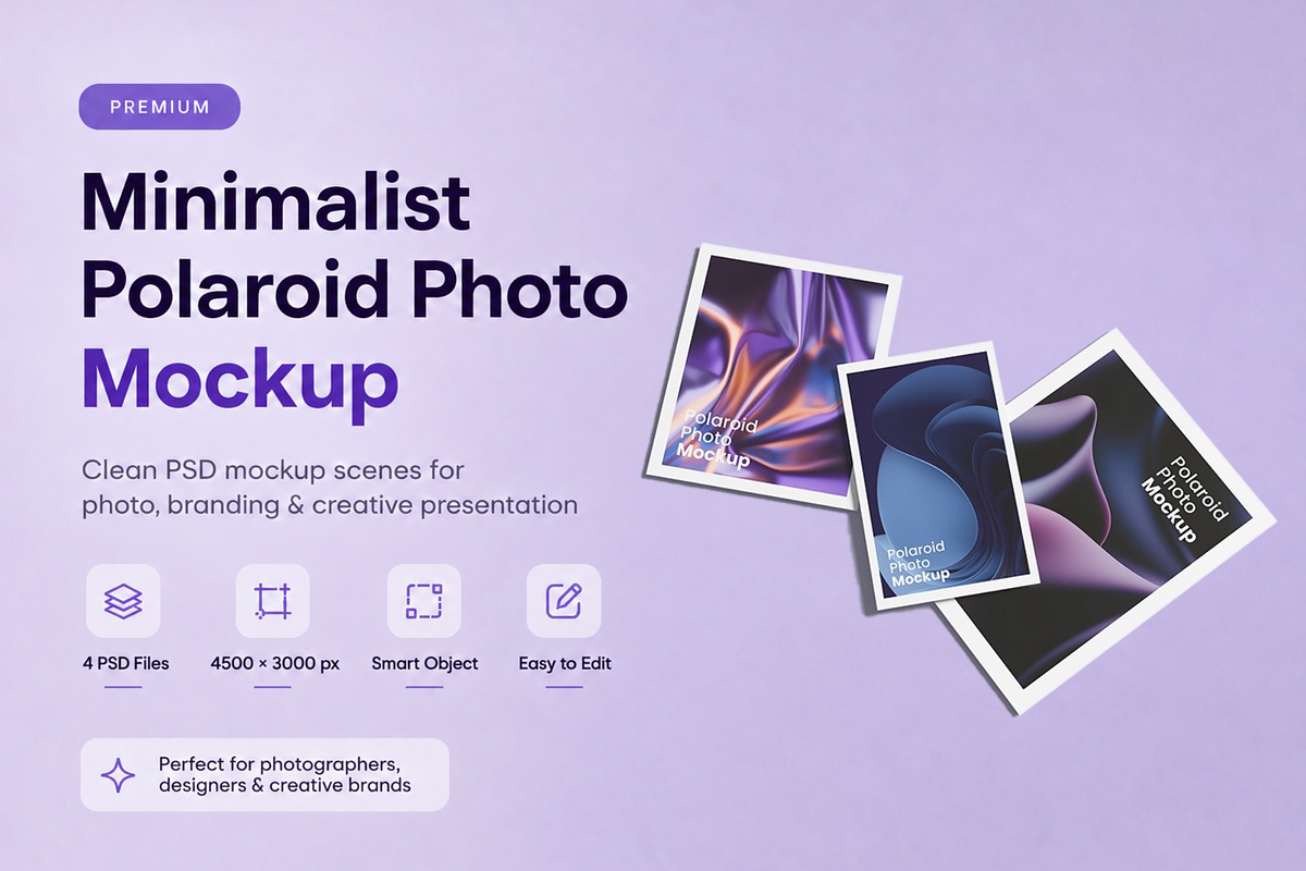 Minimalist Polaroid Photo Mockup PSD, a Merchandise Mockup by ianmikraz (Photo 1 of 14)