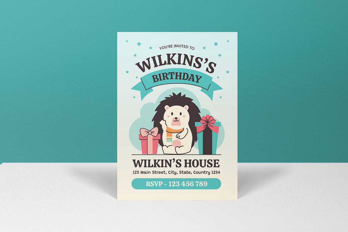Flat Design Kids Birthday Invitation, a Card Template by graphicook (Photo 2 of 3)