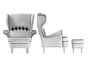 Strandmon wing chairs furniture set, a Furniture 3D Model by inDahouze (Thumbnail 8 of 8)