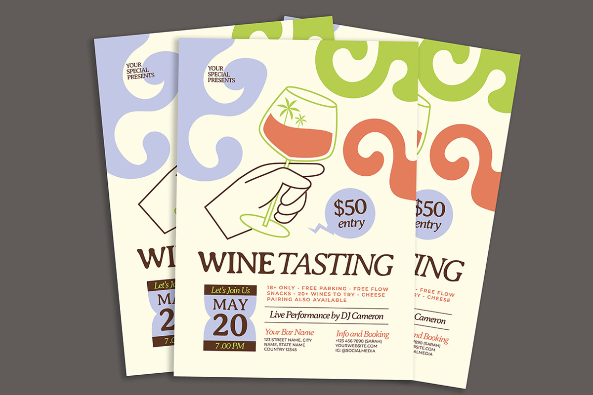 Summer Wine Tasting Flyer, a Flyer Template by Gumico Studio. (Photo 2 of 3)